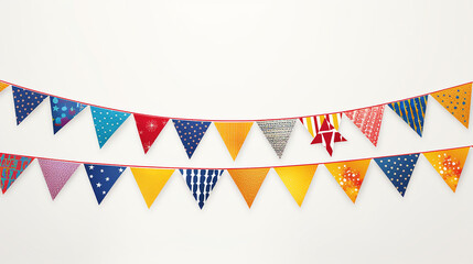 Fototapeta premium Fanions - Guirlande - Drapeaux - Triângulos - Bannière festivo e colorido para a festa - Cores doces e harmoniosas