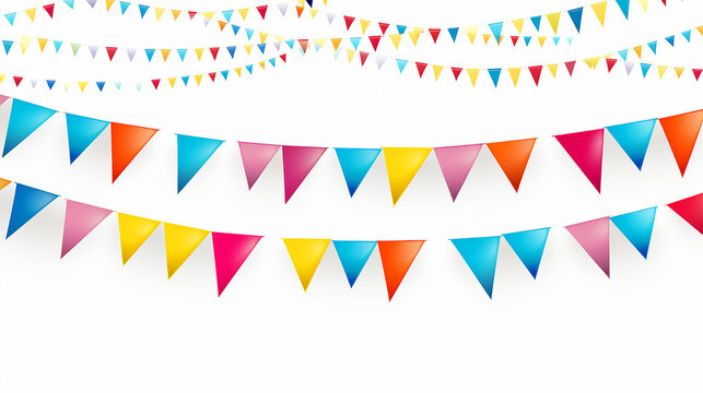 Fanions - Guirlande - Drapeaux - Triângulos - Bannière festivo e colorido para a festa - Cores doces e harmoniosas