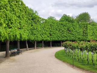 palace gardens in spring green colors