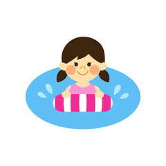 うきわで泳ぐ女の子