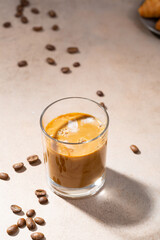 One iced coffee with milk cold beverage