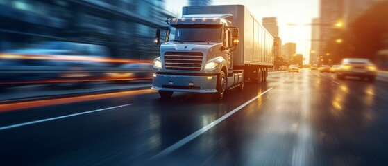 Abstract background with blurred traffic on the road. Generative AI