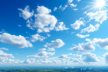 Fototapeta na wymiar Sky With Clouds With A Small Horizon Created With The Help Of Artificial Intelligence
