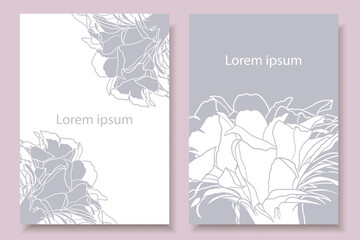 Pastel coloured background design template. A simple, modern style with space for text and flowers in the design of invitations, labels, packages. Vector. 