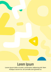 Abstract Minimal Vector Background in Trendy Doodle Style.   Vibrant Graphic Print with Dynamic Lines and Geometric Shapes.  Set of Vivid Poster 80s - 90s Design for Landing Page, Cover, Brochure.