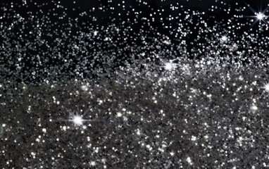 Obraz premium Scattered silver sequins on a black background. AI, Generative AI