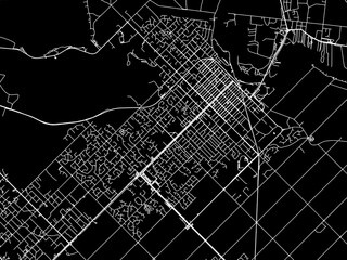 Vector road map of the city of  Mildura in the Australia with white roads on a black background.