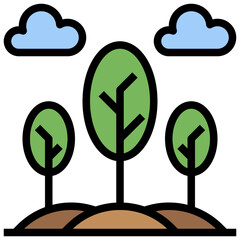 forest line icon,linear,outline,graphic,illustration