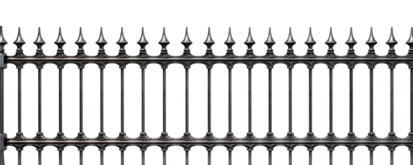 An iron fence isolated on white background - Generative AI