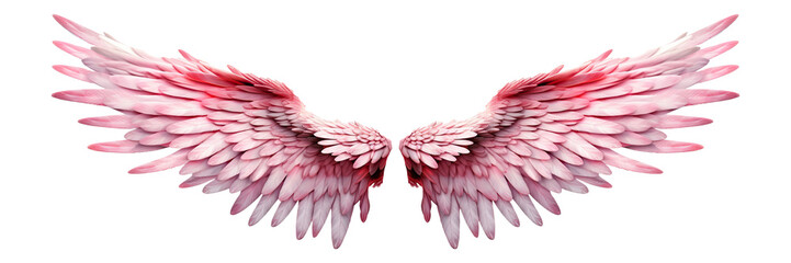 Pink wings isolated on white background - Generative AI