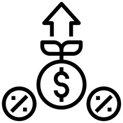 INTEREST RATE line icon,linear,outline,graphic,illustration