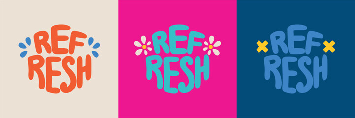 Refresh lettering logo design illustration. Isolated on colorful background. Refresh typography design