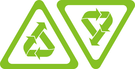 Upcycle and Downcycle icons in triangle frames.