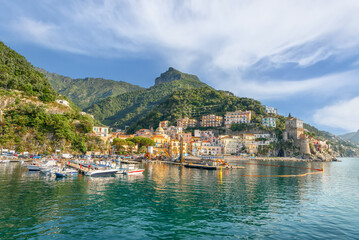 Fototapeta na wymiar Landscape with Cetara town, Amalfi coast, Italy