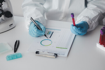Laboratory is used for scientific research to examine and research blood obtained by sampling of...