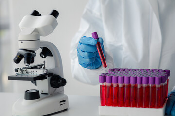 Laboratory is used for scientific research to examine and research blood obtained by sampling of...