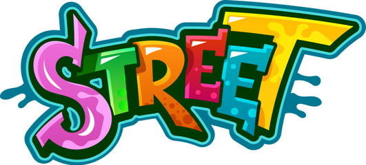 Street graffiti street art, urban style. Isolated vector colorful word expressing the vibrant energy and rebellious spirit of city life while transforming ordinary walls into captivating art pieces © Vector Tradition