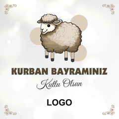 Kurban Bayramınız Kutlu Olsun Vektör Tebrik Kartı. Eid Al Adha Mubarak. Religious Holidays Greeting Card.