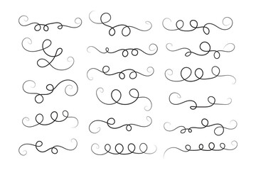 Vintage Filigree Swirls, calligraphy font style Decorative Elements, Text Ornaments curly thin line swings swashes, Flourishes Swirls, text divider, flourish Swirl ornament stroke, scroll design

