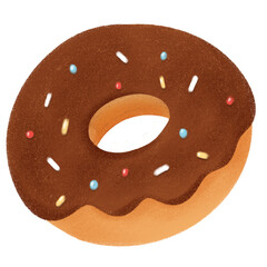 donut with style hand drawn digital painting 