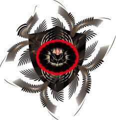 Geometric owl, Omega. Coat of arms, emblem, shield, tattoo design