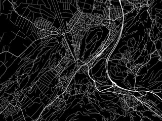 Vector road map of the city of  Feldkirch in the Austria on a black background.