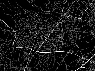Vector road map of the city of  Baden bei Wien in the Austria on a black background.