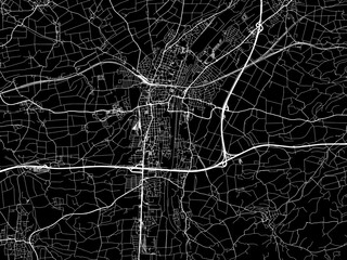 Vector road map of the city of  Sankt Polten in the Austria on a black background.