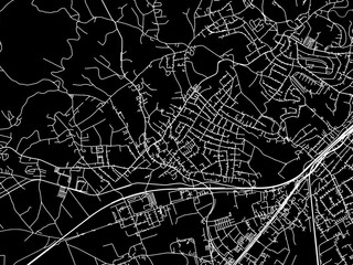 Vector road map of the city of  Leonding in the Austria on a black background.