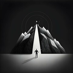 illustration of achieving goals in black and white 