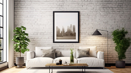 3D render Artistic Interiors- Enhancing Spaces with Mock-Up Posters, Brick Textures, and Relaxation with Sofa Designs.jpg