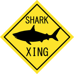 Shark Crossing Sign, Animal Xing Sign, Funny Sticker and print design