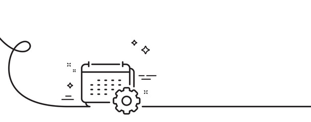 Calendar line icon. Continuous one line with curl. Annual planner sign. Event schedule symbol. Calendar single outline ribbon. Loop curve pattern. Vector