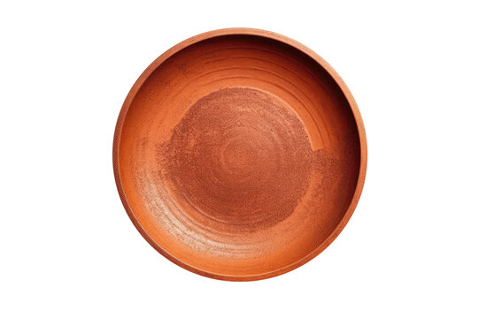 Terracotta Plate With Textured Surface And Warm Earthy Tones On Isolated Transparent Background, Png. Generative AI