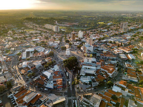 ampinas, Sao Paulo, Brazil. June 23, 2023. Aerial image of the Torre do Castelo monument. Iconic water castle with observatory and 360-degree views, plus a small historical museum.