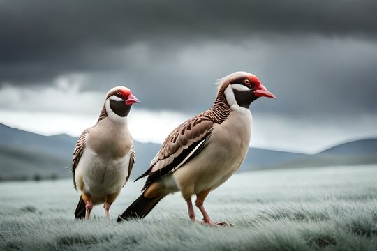 couple of chukar in the forest