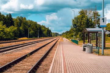 Fototapeta na wymiar Empty platform of a train station