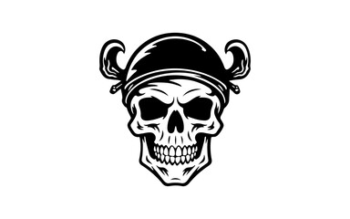 Head of skull shape isolated illustration with black and white style for template.