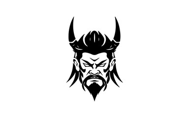 Head of warrior shape isolated illustration with black and white style for template.
