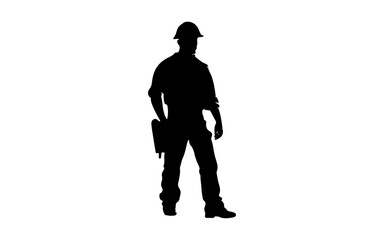 Silhouette of worker shape isolated illustration with black and white style for template.