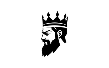 Head of king shape isolated illustration with black and white style for template.