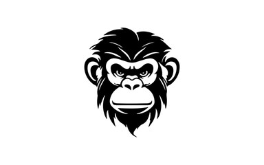 Head of monkey shape isolated illustration with black and white style for template.