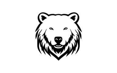 Head of bear shape isolated illustration with black and white style for template.