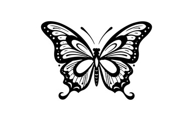 Butterfly  shape isolated illustration with black and white style for template.