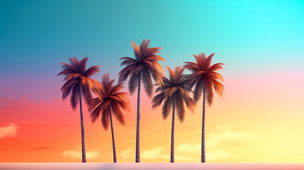 Fototapeta na wymiar Abstract summer banner background with palm tree overlay with blank empty space on side,