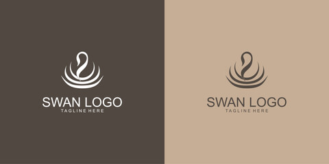 Abstract swan logo design with unique concept  premium vector © arif