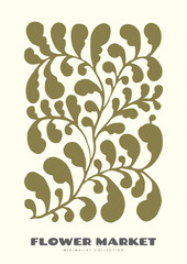 Vector label design template with groovy flowers background