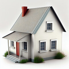 Image of a model of a private house or cottage on an isolated light background. Generative AI