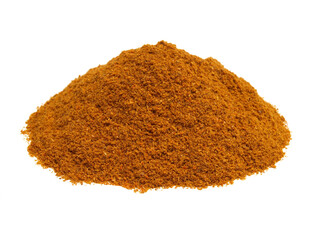 Pile of ground paprika isolated on white