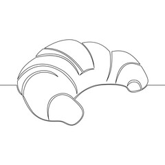 Continuous line drawing Croissant badge bakery icon vector illustration concept